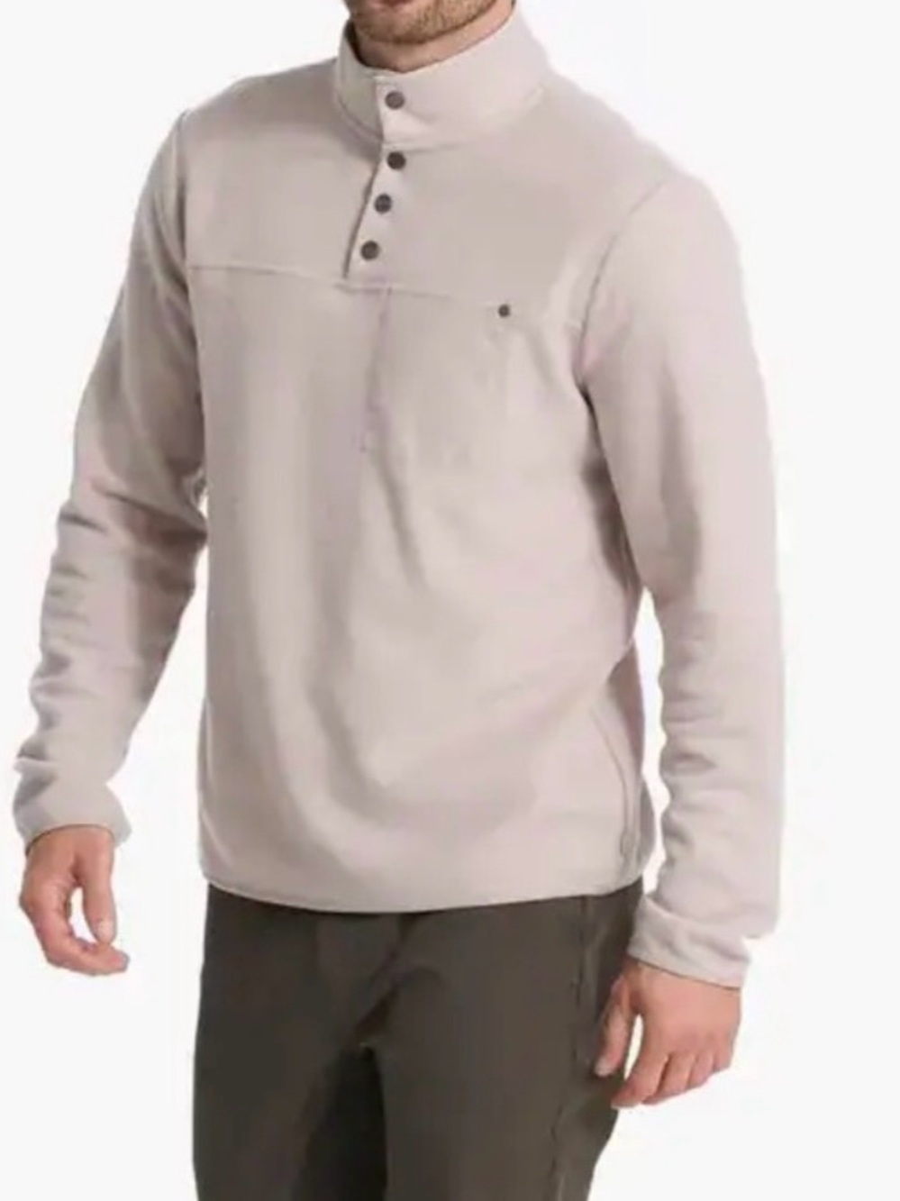 Vuori Venice Neutral Wool Blend Quarter Snap Button Pullover Sweater Mens Sz XL